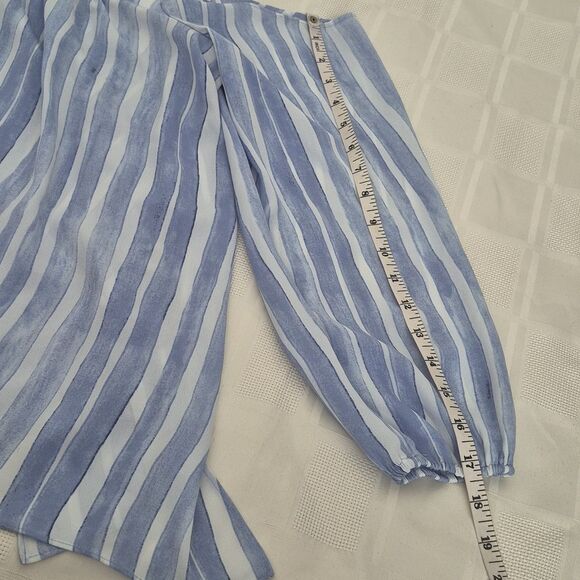 Vince Camuto Blue and White Striped Top - Picture 9 of 16